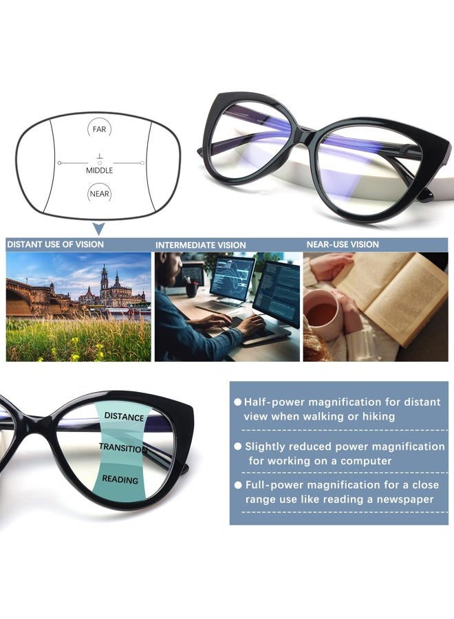 CLASAGA Progressive Multifocus Reading Glasses for Women Blue Light Blocking Spring Hinge Computer Multifocal Cat Eye Readers (4 CAT, 1.75, x) - Image 3