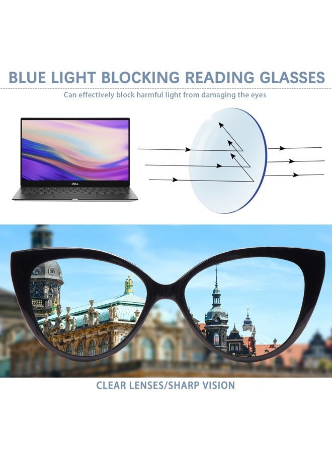 CLASAGA Progressive Multifocus Reading Glasses for Women Blue Light Blocking Spring Hinge Computer Multifocal Cat Eye Readers (4 CAT, 1.75, x) - Image 5