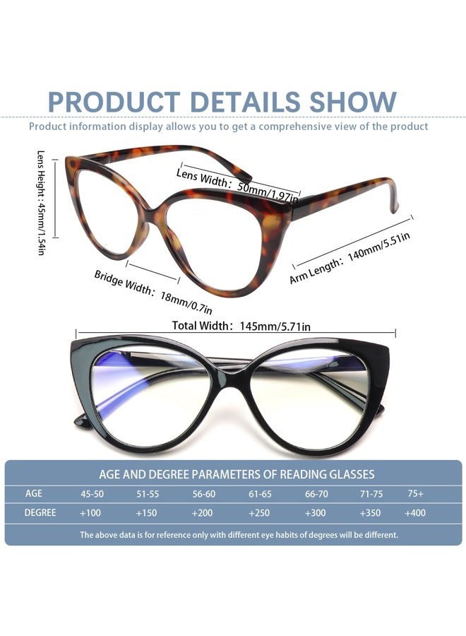 CLASAGA Progressive Multifocus Reading Glasses for Women Blue Light Blocking Spring Hinge Computer Multifocal Cat Eye Readers (4 CAT, 1.75, x) - Image 2