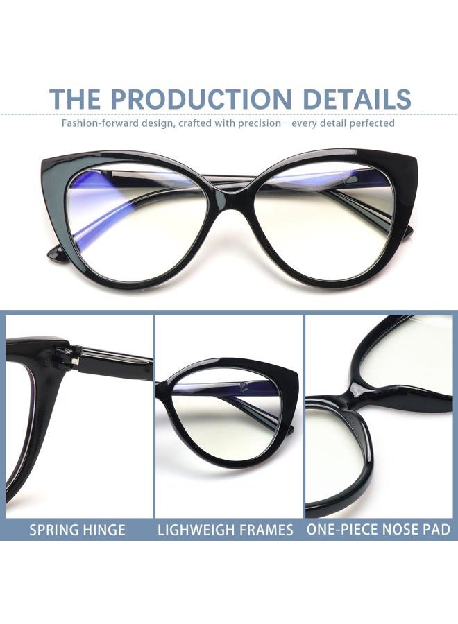 CLASAGA Progressive Multifocus Reading Glasses for Women Blue Light Blocking Spring Hinge Computer Multifocal Cat Eye Readers (4 CAT, 1.75, x) - Image 4