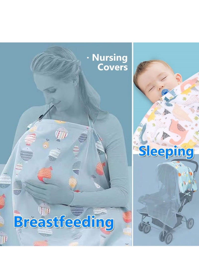 غطاء للرضاعة الطبيعية، مئزر تنبيه للرضع للخصوصية، أزرق - Image 3