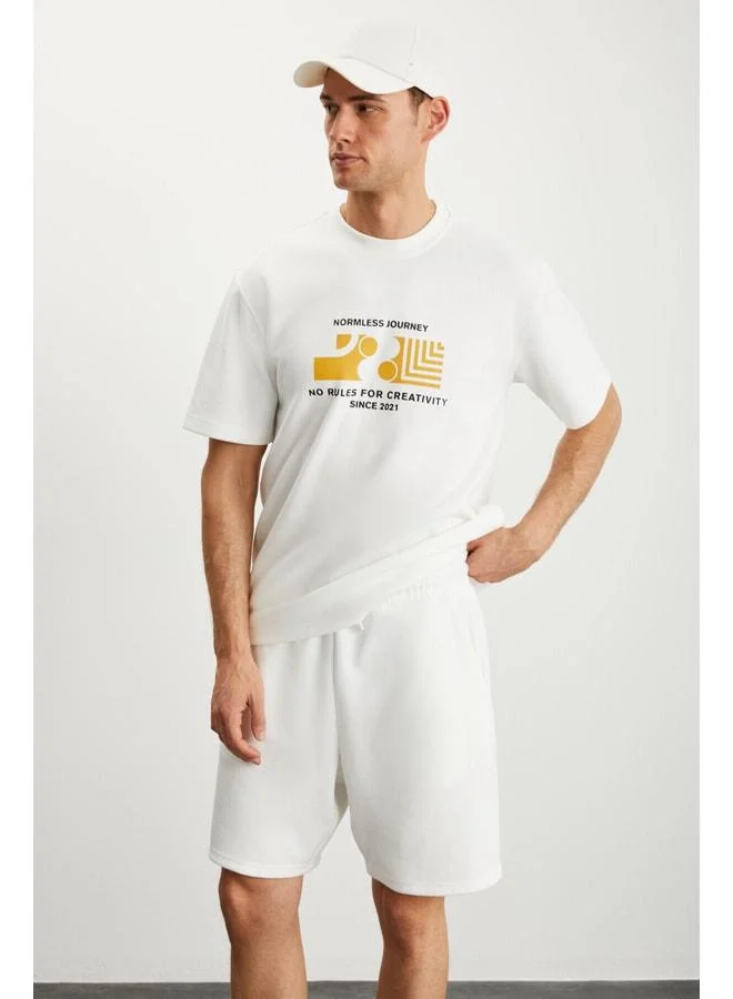 Grimelange RAMADANP009 Men's 75% Cotton 25% Polyester Beige Shorts.