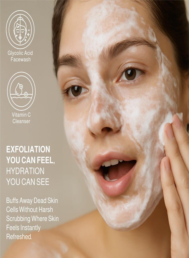 Botanic Tree مجموعة غسول الوجه المزدوج من بوتانيك تري - مجموعة منظف وجه لطيف من حمض الجليكوليك وغسول فيتامين سي للنساء والرجال - مجموعة مقشر طبيعي للبشرة الدهنية والجافة والحساسة - Image 3