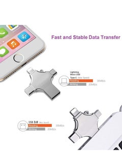 بيوينتي High Speed 4 In 1 Multi-function OTG USB Flash Drive Type-C Pen drive 3.0 Memory Disk For iPad Android iOS PC 256GB)  - Image 3