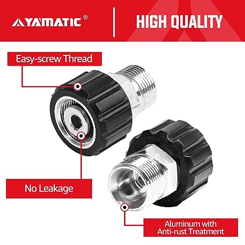 YAMATIC Pressure Washer Adapter, Metric M22-14mm Male to M22-15mm Female Fitting, Connect M22-14mm Pressure Washer Hose with M22-15mm Outlet Pressure Washer and Gun,1pcs - Image 4