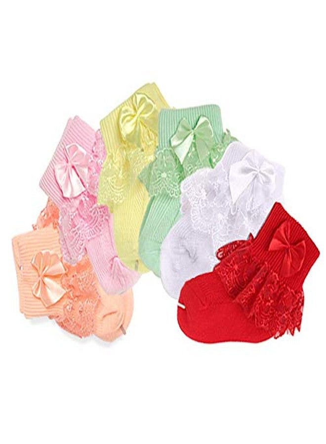 Adeimoo Little Infant Newborn Toddler Baby Girls Princess Party Lace Ruffles Frilly Socks 1-2T - Image 2