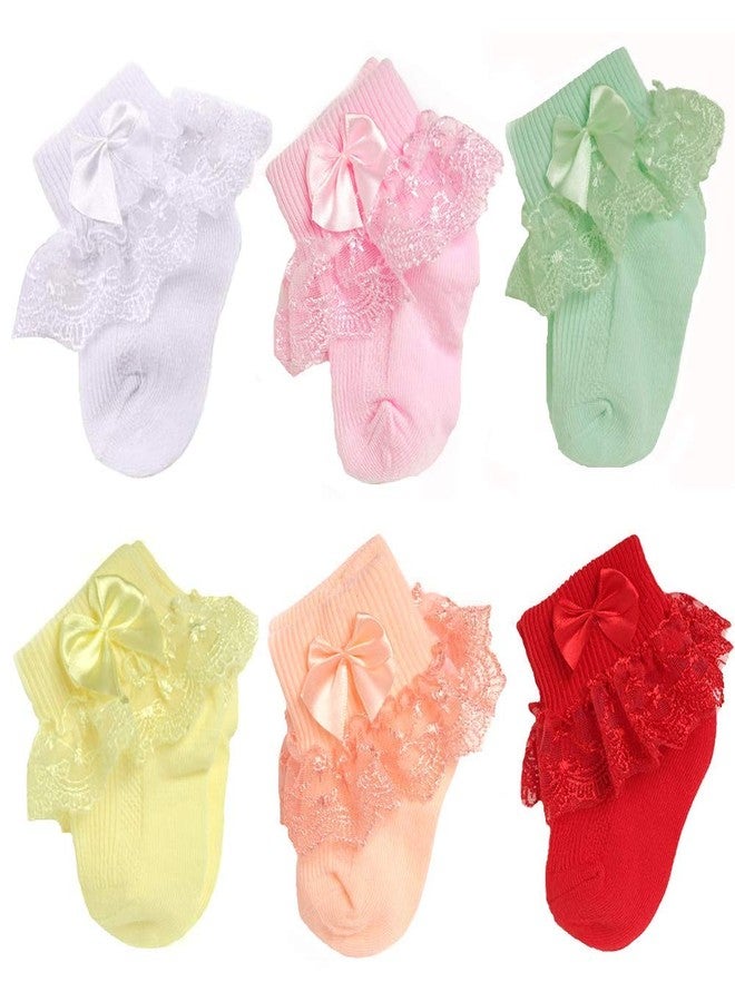 Adeimoo Little Infant Newborn Toddler Baby Girls Princess Party Lace Ruffles Frilly Socks 1-2T - Image 1