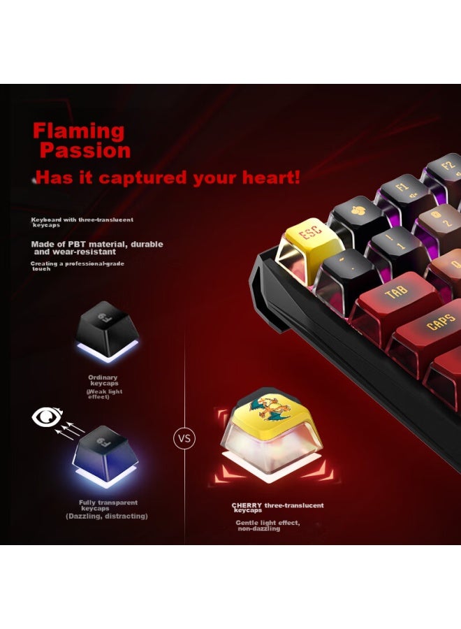 Cherry Mx3.0s Wireless Keyboard, Mechanical Keyboard, Pokemon Collaboration Edition, Pyro Dragon Keyboard, Triple-shot Pbt Keycaps, Bluetooth Tri-mode, Gift - Image 2