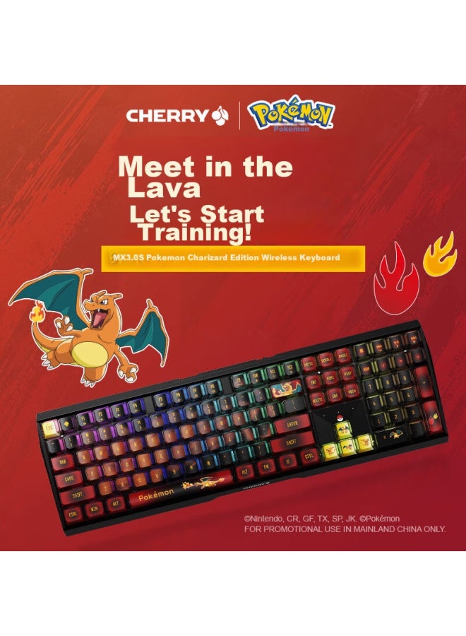 Cherry Mx3.0s Wireless Keyboard, Mechanical Keyboard, Pokemon Collaboration Edition, Pyro Dragon Keyboard, Triple-shot Pbt Keycaps, Bluetooth Tri-mode, Gift - Image 1
