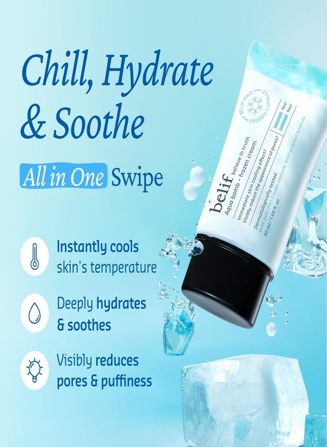 belif Aqua Bomb Cooling Relief Cream with Panthenol & Niacinamide - Daily Soothing & Hydrating Moisturizer, Depuff with Caffeine, Non-comedogenic, Lightweight Cream, Korean Skincare, 1.69 fl oz (50ml) - Image 2