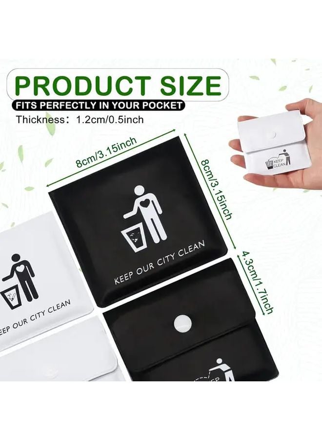 4 قطع محمولة مجموعة حقيبة سجائر قابلة لإعادة الاستخدام مقاومة للحريق من البولي فينيل كلوريد مقاومة للرائحة علبة سجائر للحفاظ على نظافة مدينتنا تصميم مضغوط للسفر وتنظيم الرحلات أسود وأبيض - Image 3