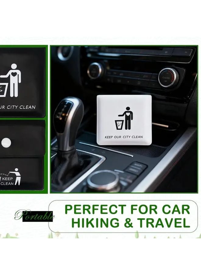 4 قطع محمولة مجموعة حقيبة سجائر قابلة لإعادة الاستخدام مقاومة للحريق من البولي فينيل كلوريد مقاومة للرائحة علبة سجائر للحفاظ على نظافة مدينتنا تصميم مضغوط للسفر وتنظيم الرحلات أسود وأبيض - Image 4