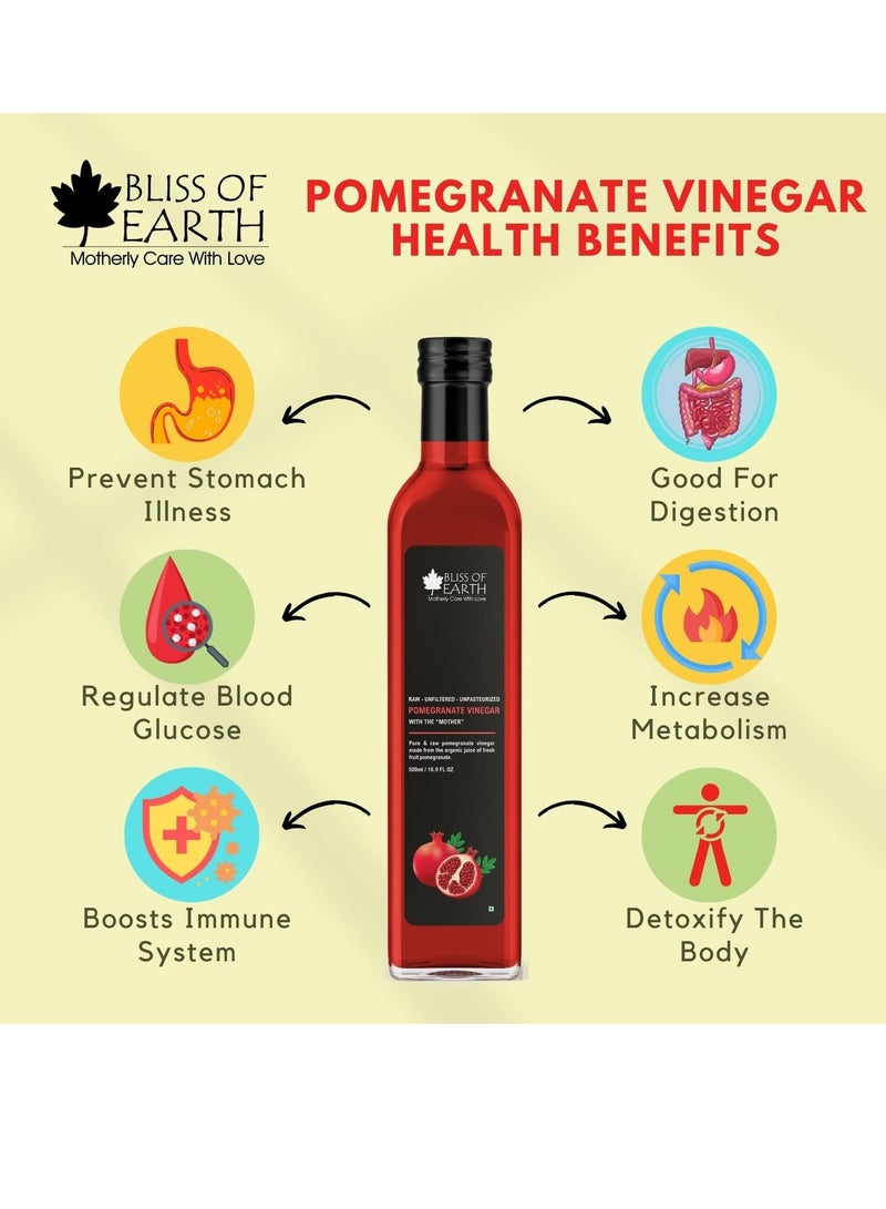 بليس اوف ايرث خل الرمان الخام، غير مصفى للطهي، صحي للهضم والتمثيل الغذائي، 500 مل - Image 3