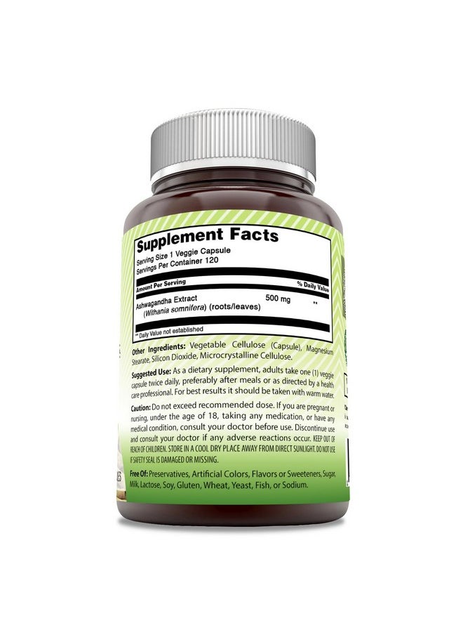 Amazing India Amazing India Ashwagandha 500 mg Veggie Capsules Supplement | Made with Natural Ashwagandha | Non-GMO | Gluten Free (120 Count)  - Image 2