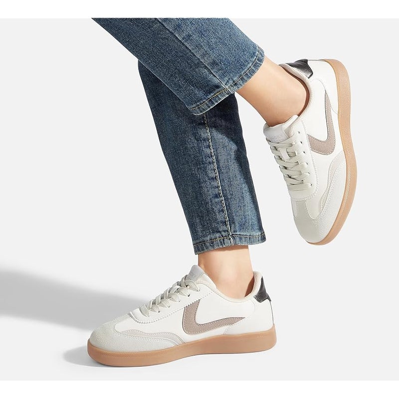 LUCKY STEP Women's Retro Trainers, Fashionable Classic Casual Shoes, Non-Slip Comfortable Skate Shoes for Walking - Image 2