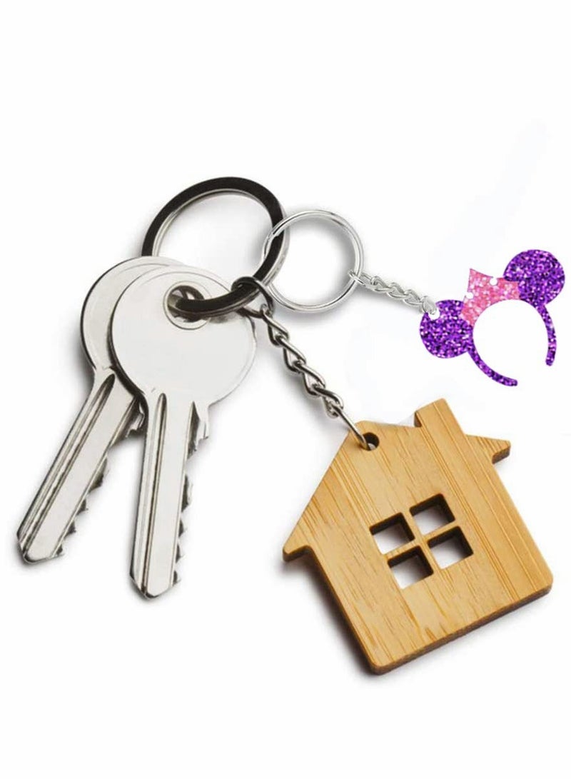 Excefore طقم قوالب راتينغ رأس ميكي ماوس لصنع المفاتيح مع ثقب + 20 قطعة من حلقات المفاتيح للحرف اليدوية لصنع قلادة من الطين زخرفة كعكة الكب كيك - Image 4