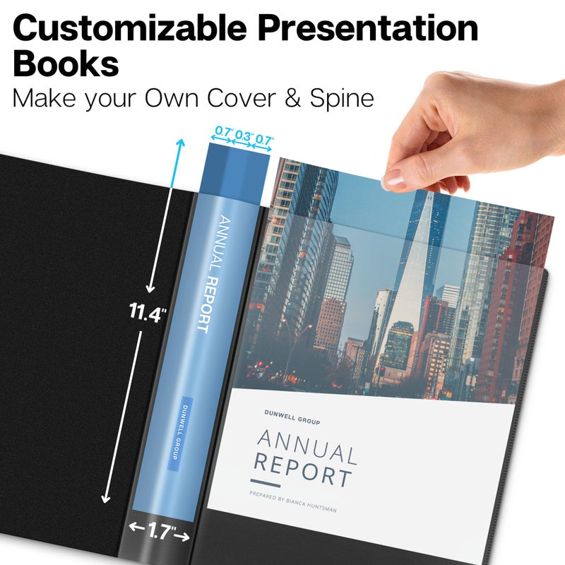 Dunwell 12-Pocket Presentation Binder with Plastic Sleeves (24 Viewable Pages), 8.5x11 Portfolio Folder, Top-Loading Sheet Protectors, Customizable Cover, Organizer for Photos, Recipes (Black) - Image 2