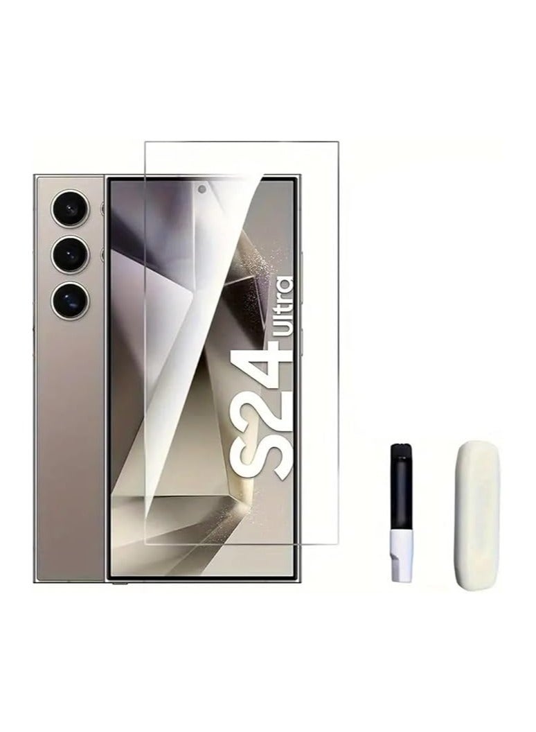 واقي شاشة زجاجي كامل لهاتف سامسونج جالاكسي S24 الترا من الزجاج المقسى بالأشعة فوق البنفسجية غطاء لاصق كامل واقي شاشة لهاتف سامسونج جالاكسي S24 الترا بصمة الإصبع فتح الشاشة الزجاجية - Image 1