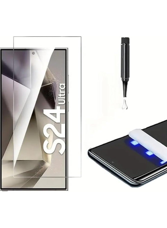 واقي شاشة زجاجي كامل لهاتف سامسونج جالاكسي S24 الترا من الزجاج المقسى بالأشعة فوق البنفسجية غطاء لاصق كامل واقي شاشة لهاتف سامسونج جالاكسي S24 الترا بصمة الإصبع فتح الشاشة الزجاجية - Image 4