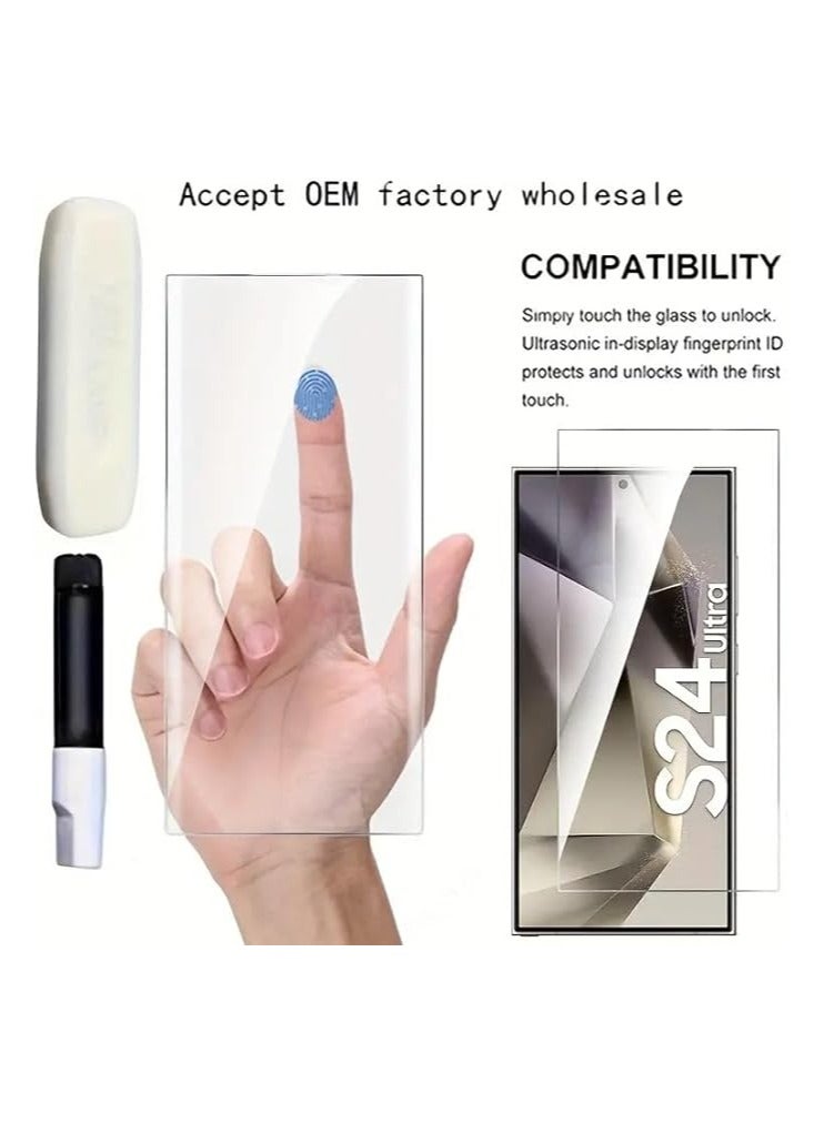 واقي شاشة زجاجي كامل لهاتف سامسونج جالاكسي S24 الترا من الزجاج المقسى بالأشعة فوق البنفسجية غطاء لاصق كامل واقي شاشة لهاتف سامسونج جالاكسي S24 الترا بصمة الإصبع فتح الشاشة الزجاجية - Image 5