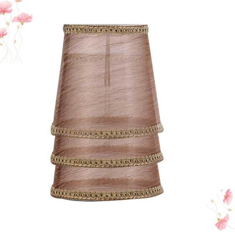 3pcs Cloth Lamp Shade Gauze Transarent Lampshade Ceiling Accessory for Home (Clip Bulb Style Light Brown) - Image 1