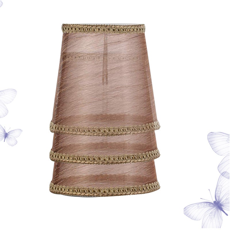 3pcs Cloth Lamp Shade Gauze Transarent Lampshade Ceiling Accessory for Home (Clip Bulb Style Light Brown) - Image 5