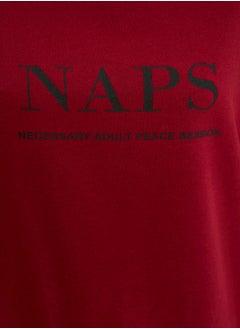 trendyol Burgundy Motto T-shirt-Jogger Knitted Pajamas Set THMAW21PT0497  - Image 2