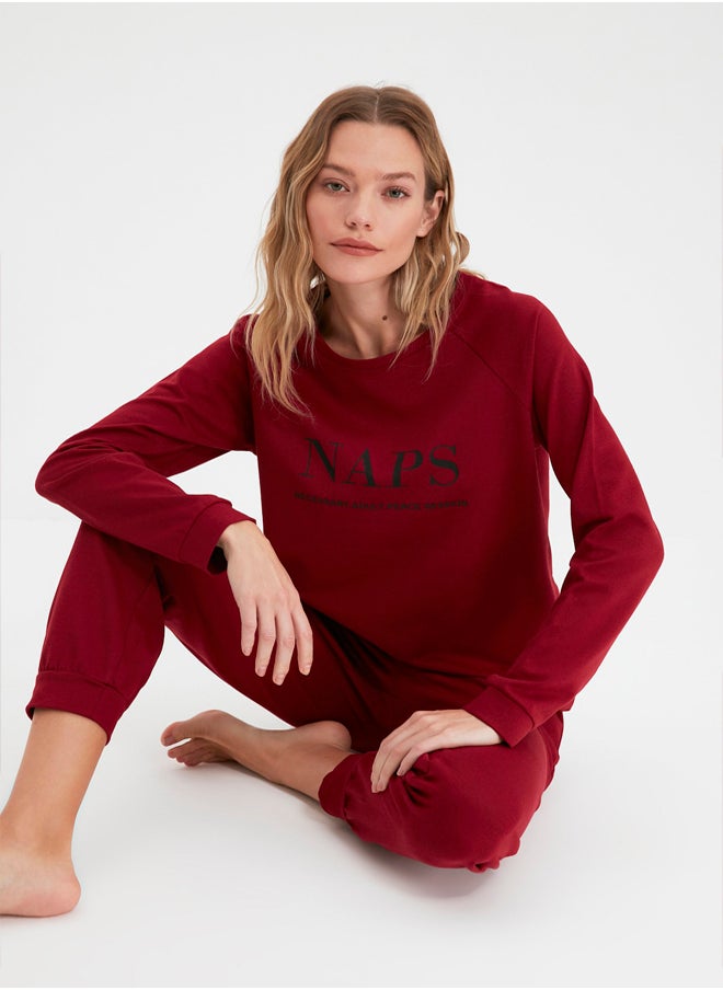Burgundy Motto T-shirt-Jogger Knitted Pajamas Set THMAW21PT0497 - pzsku/ZB22F93717DE0C53E756AZ/45/_/1739718431/19af1b07-e1c1-4e25-b89f-3fb3e094dbe5