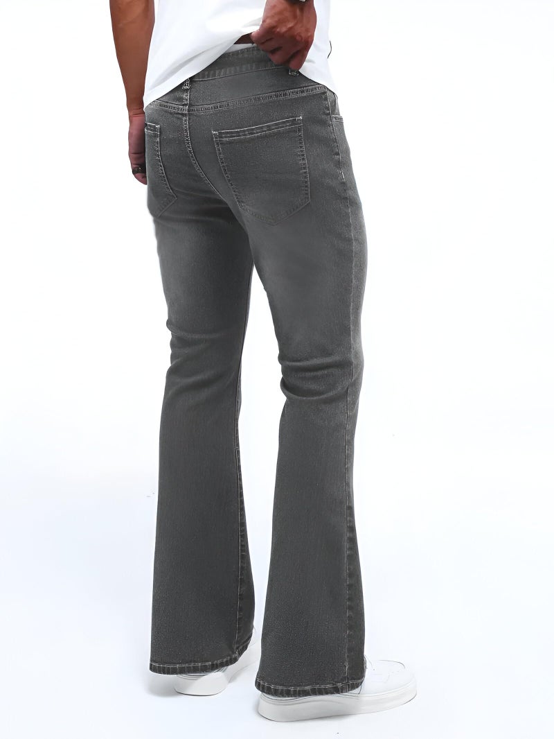 Ben Martin Men’s Bell Bottom Jeans || Bootcut Denim Pants || Wide Leg Flared Jean's for Men || High Waist Stretchable Retro Fit || Cotton Jean for College Casual Grey, Size 30 (1) - Image 5