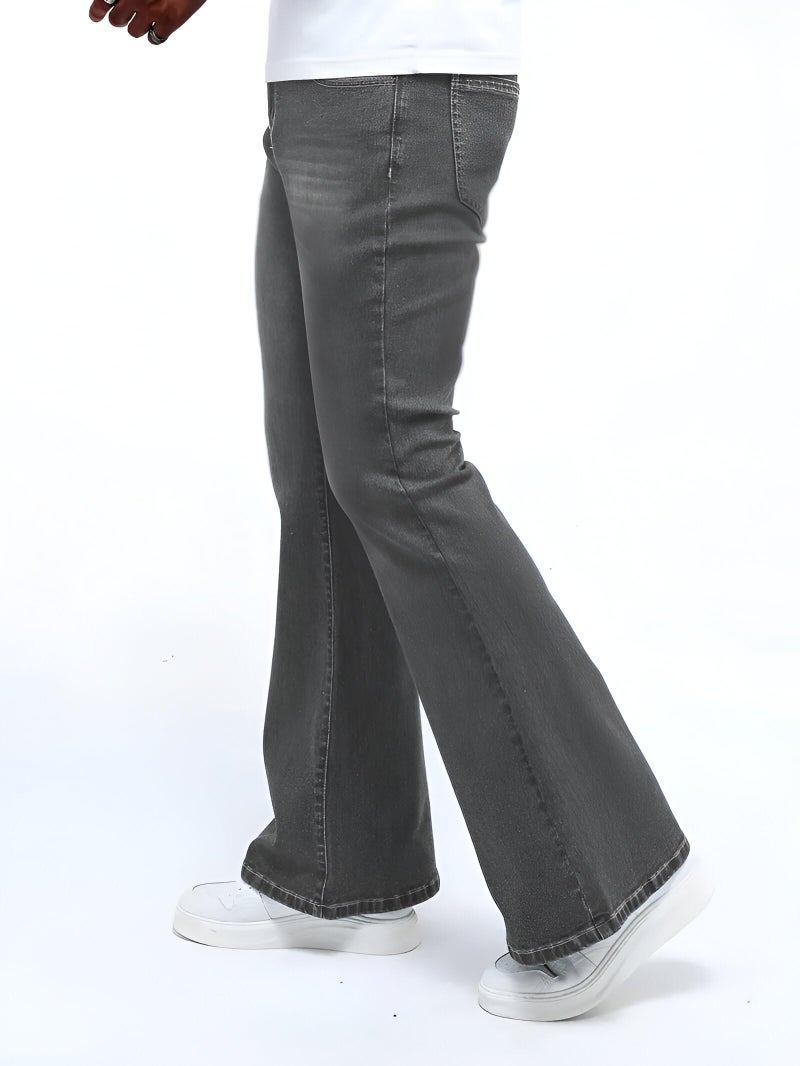 Ben Martin Men’s Bell Bottom Jeans || Bootcut Denim Pants || Wide Leg Flared Jean's for Men || High Waist Stretchable Retro Fit || Cotton Jean for College Casual Grey, Size 30 (1) - Image 4