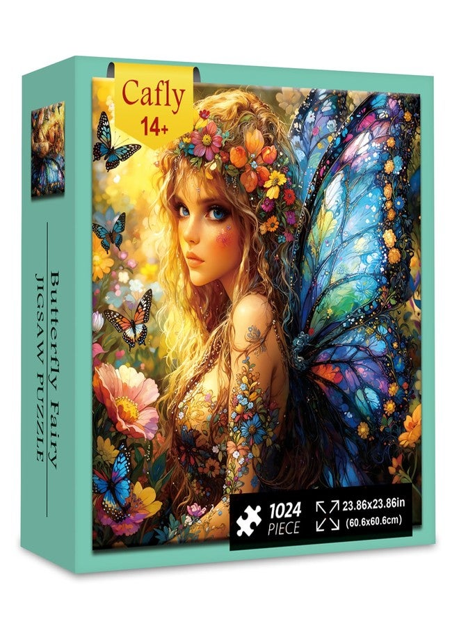 Cafly Jigsaw Puzzles for Adults 1024 Pieces - Challenging Fun Puzzles Stunning Art Wall Decor, Gift for Adult Puzzle Lovers, Family Game, Butterfly Fairy Z0810 - Image 1