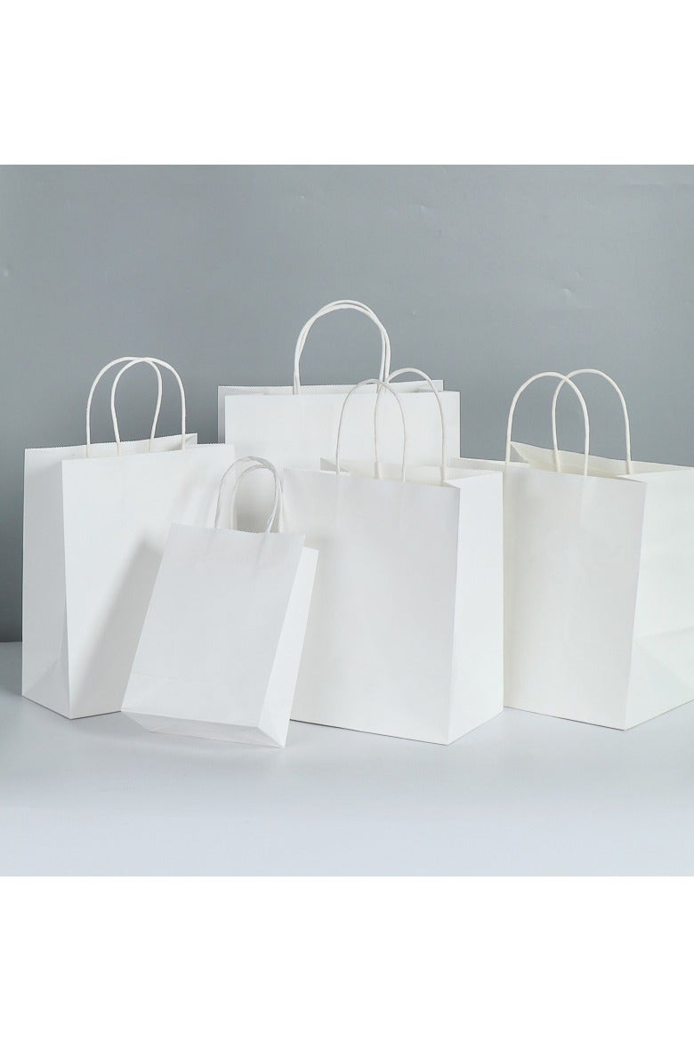Custom  White Paper Bags for Coffee, Tea, Takeaway, Gifts  Shopping – Eco-Friendly  Durable (15*8*21cm, 21*11*17cm, 21*14*27cm, 28*15*28cm, 25*12*32cm)   30 Pieces