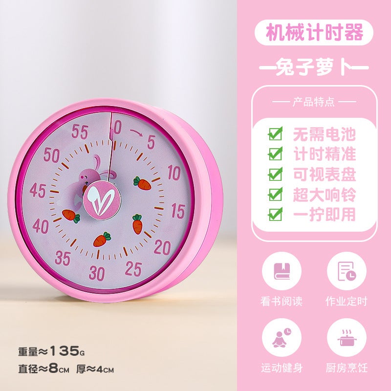 Stainless Steel Timer Kitchen Magnetic Mechanical Timer Student Time Manager Rotating Countdown Alarm Clock - Image 1