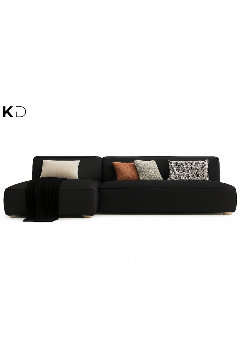 KustomDeco Salona Modern Black L-Shaped Modular Corner Sofa with Chaise – Contemporary Design, Premium Upholstery Customizable Design & Plush Cushions for Living Room Furniture - Image 1