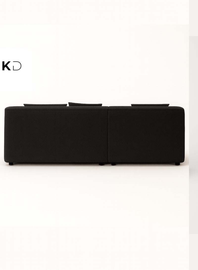 KustomDeco Salona Modern Black L-Shaped Modular Corner Sofa with Chaise – Contemporary Design, Premium Upholstery Customizable Design & Plush Cushions for Living Room Furniture - Image 3
