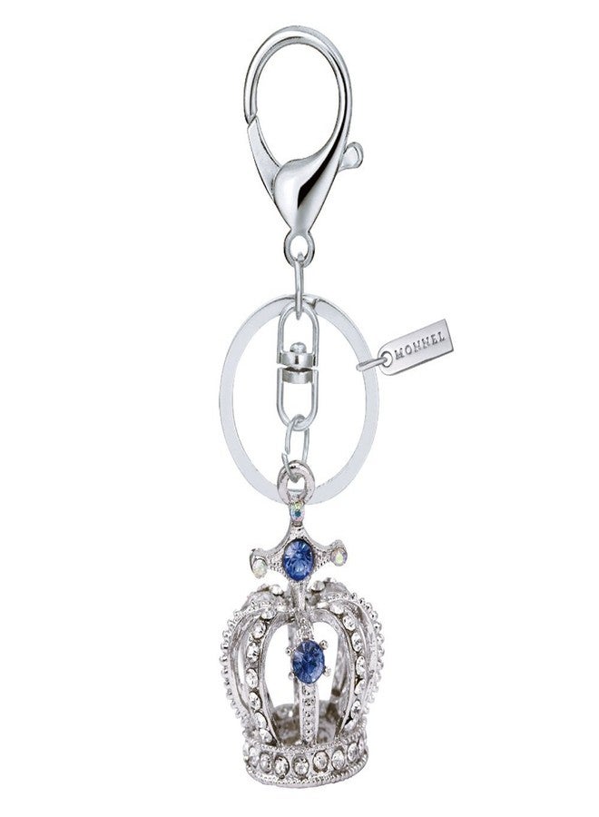 Monnel Bling Sapphire Blue Crystal 3D Crown Design Keychain Key Ring with Pouch Bag MZ850-2 - Image 1