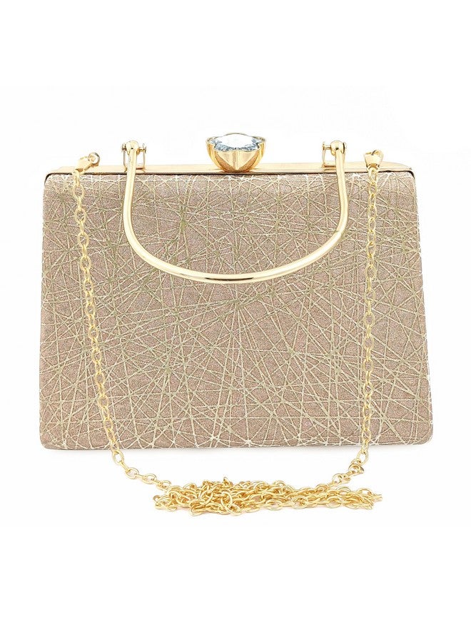 Zaib Bridal Partyware Clutch for Women - Elegant Evening Purse, Wedding Accessories, Satin Shoulder Bag for Brides, Bridesmaids, Formal Occasions, Prom, and Cocktail Parties (Golden - 50 No) - Image 1