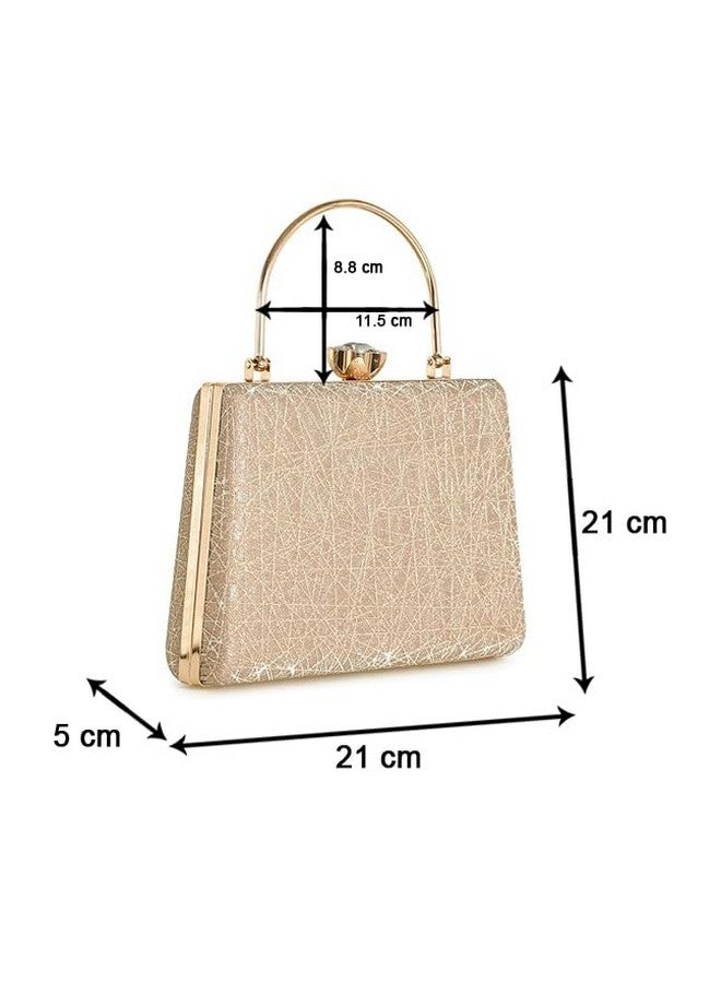 Zaib Bridal Partyware Clutch for Women - Elegant Evening Purse, Wedding Accessories, Satin Shoulder Bag for Brides, Bridesmaids, Formal Occasions, Prom, and Cocktail Parties (Golden - 50 No) - Image 2