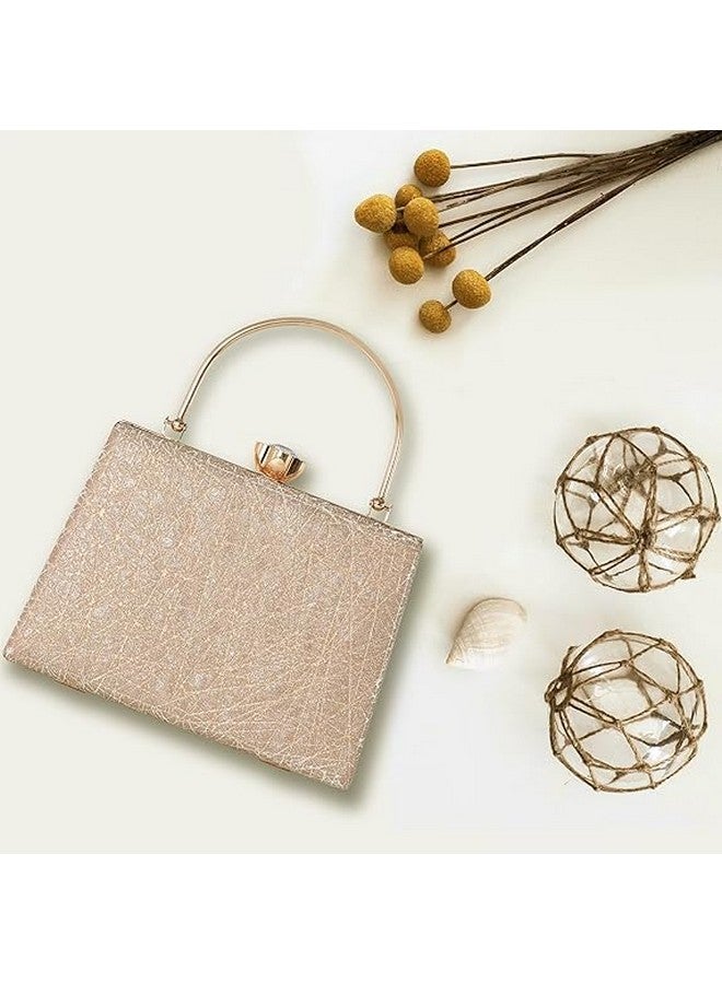 Zaib Bridal Partyware Clutch for Women - Elegant Evening Purse, Wedding Accessories, Satin Shoulder Bag for Brides, Bridesmaids, Formal Occasions, Prom, and Cocktail Parties (Golden - 50 No) - Image 4