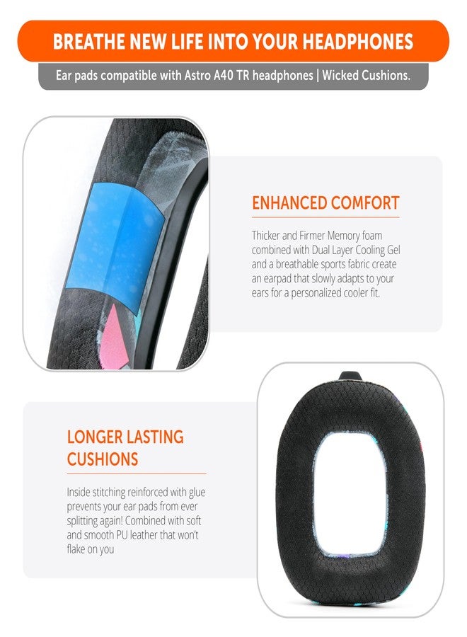 WC Mod Kit A40 - Earmuffs with cooling gel and replaceable headband compatible with Astro A40 Gen 4 and A40 TR by Wicked Cushions | Greater comfort, cooling and durability | 90's Black - Image 4