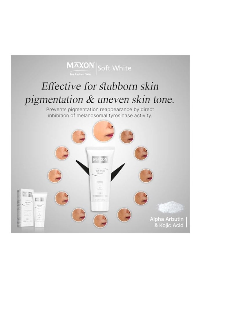 ماكس أون MAX-ON Soft White Beauty Cream 50ml - Dark Circle and Acne Removal, Skin Whitening for Face & Body - Nighttime Skincare with Alpha & Kojic Acid - Suitable for Men & Women - Image 5