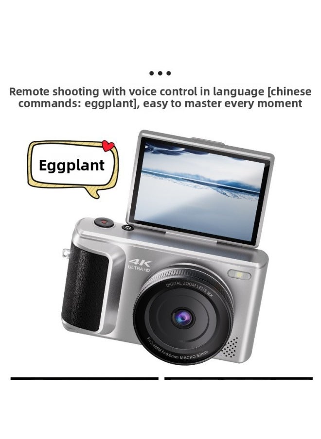 Generic M3 HD 4K Beauty Camera Flip Screen Micro Single Digital Camera Voice Remote Control HD Anti-shake Digital-Body Color:64gb Memory Card  - Image 3
