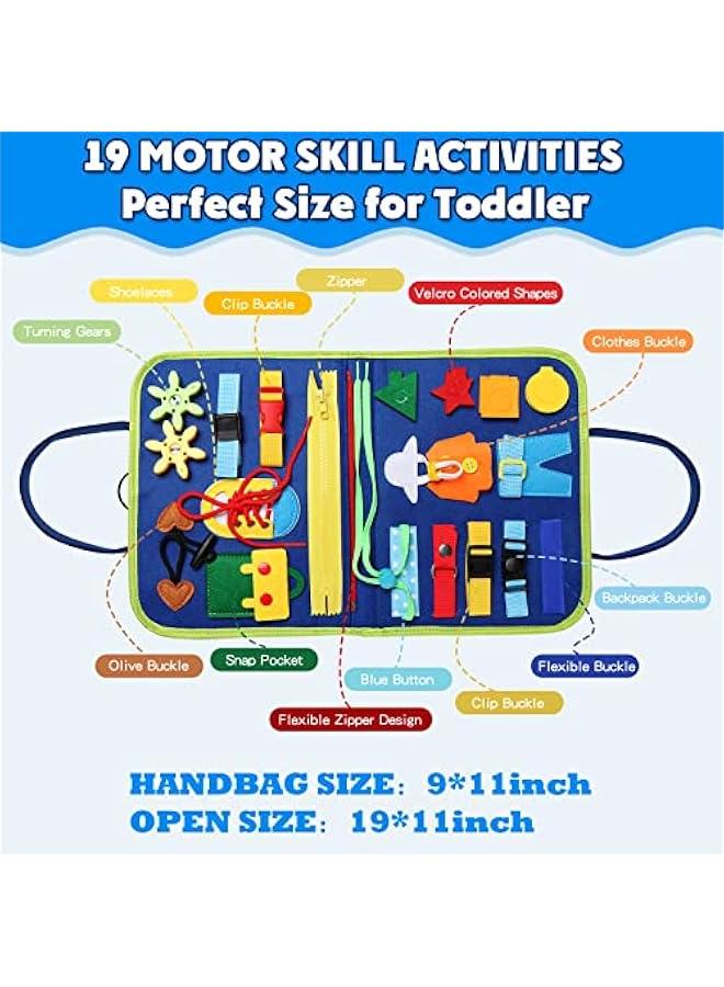 Busy Board Montessori Toy for 1 2 3 4 Year Old Toddlers - Educational Activity Developing Sensory Board for Fine Basic Dress Motor Skills - Travel Toys for Plane Car, Gift for Boys Girls  - Image 2