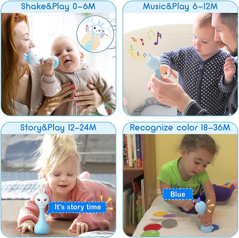 alilo Bunny Baby Rattle Shaker and Teether Toys,Electronic Rattle Infants Toy,9 Kinds of Color Learning and Educational Toys with Music & Light for 0-6-12 Months, Gift for Newborns Girls Boys Toddlers - Image 4