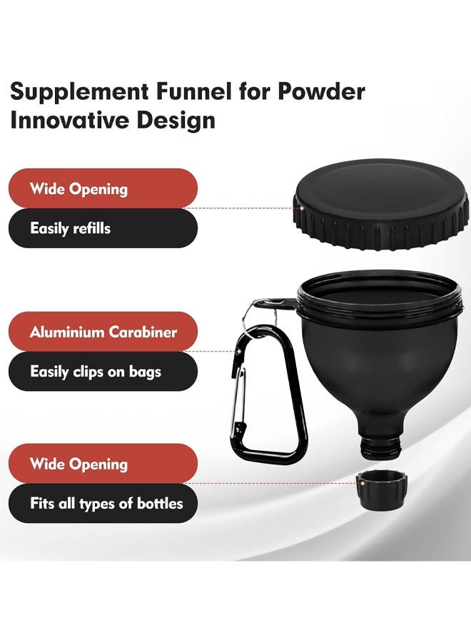 2 PCS Protein Powder Container, Portable Protein Powder Travel Container, Protein Powder Funnel, Water Bottle Funnels For Powder Mixes, Pre Workout/Gym Supplement Funnel Keychain - Image 3