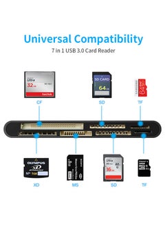 Rocketek Rocketek Card Reader USB 3.0/Type-C , 7 in 1 Memory Card Reader, USB 3.0 (5Gbps) High Speed CF/SD/TF/XD/MS/Micro SD Card Solt All in one Card Reader for Windows XP/Vista/Mac OS/Linux,etc  - Image 2