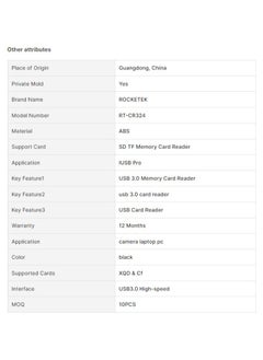 Rocketek Rocketek Card Reader USB 3.0/Type-C , 7 in 1 Memory Card Reader, USB 3.0 (5Gbps) High Speed CF/SD/TF/XD/MS/Micro SD Card Solt All in one Card Reader for Windows XP/Vista/Mac OS/Linux,etc  - Image 3
