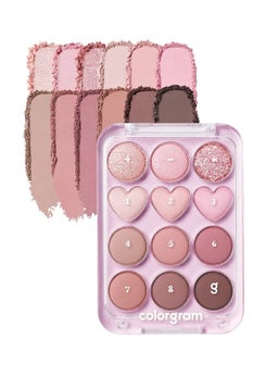 COLORGRAM COLORGRAM Pin Point Eyeshadow Palette 02 Pink+Mauve= | Ultra-Blendable Matte, Glitter, Shimmer Shades for Daily Makeup | K-Beauty Eye Palette with Easy-to-Use Calculator Design 