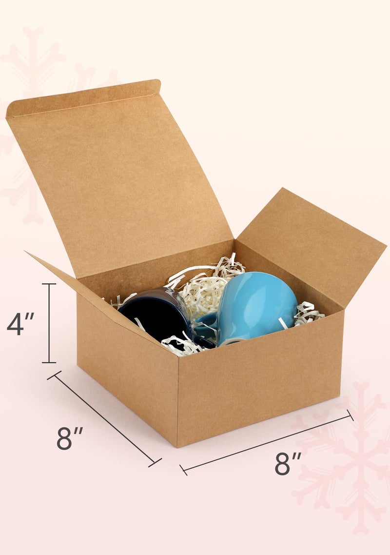 ValBox 8x8x4 Inches Gift Boxes 12 PCS Brown Paper Gift Boxes with Lids for Gifts, Wedding Present, Bridesmaid Proposal Box, Birthday Party Favor, Easy Assemble Box with 66ft Twine - Image 2