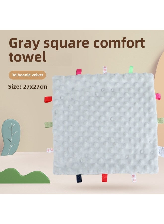 Supply Infant Baby Soothing And Sleeping Plush Doll With Tooth Glue Can Be Imported Pea Velvet Comfort Towel-Color:Gray Square Towel 50.2G Volume Weight 100g  - Image 1